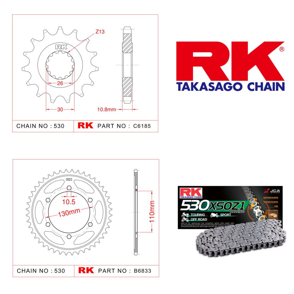 Rk X-ring Zincir Dişli Set 530 XSO-17/47T
