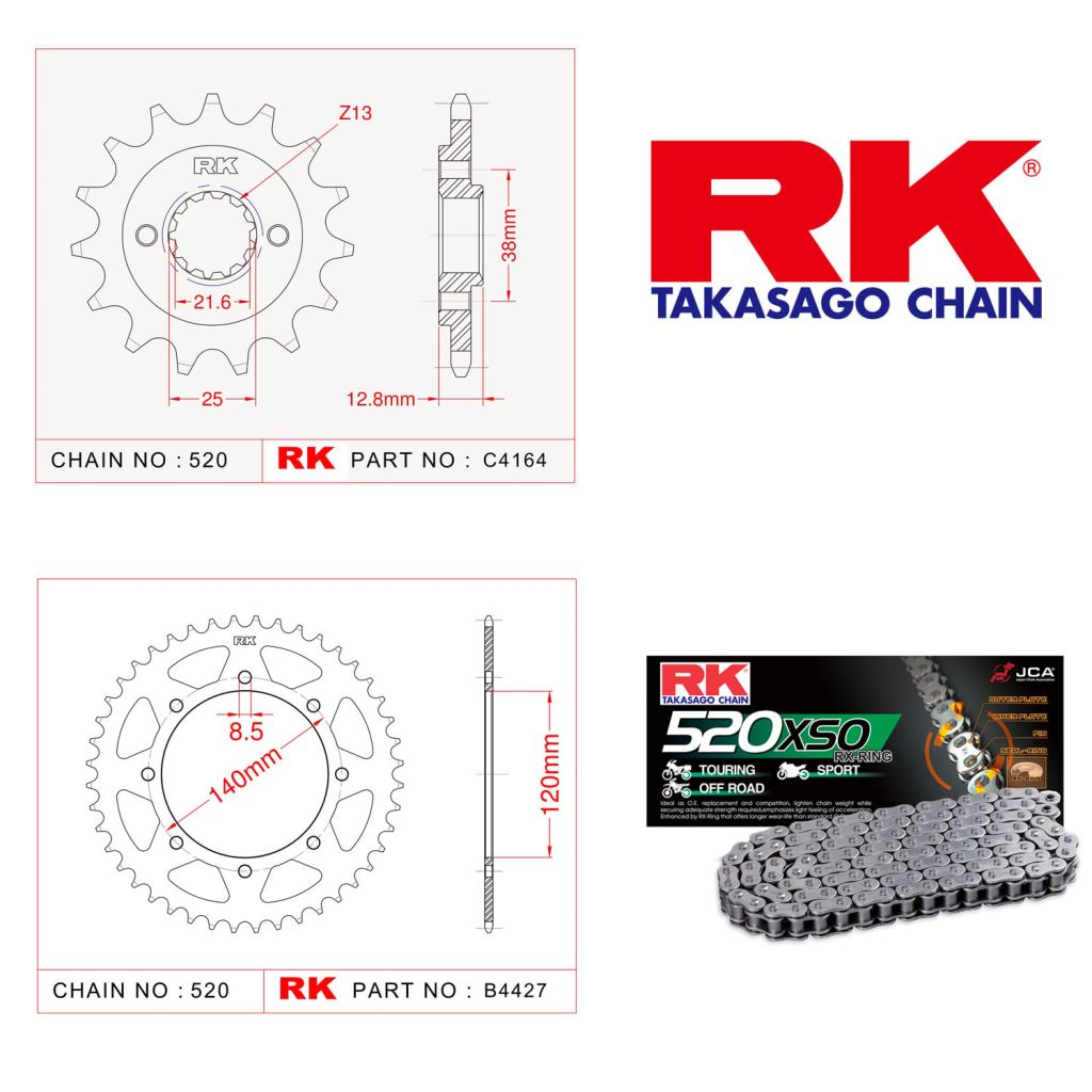 Rk X-ring Zincir Dişli Set 520 XSO-15/42T