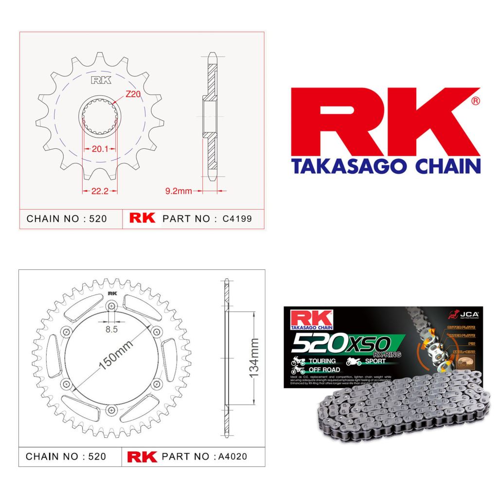 Rk Off-Road Zincir Dişli Set 520 MXZ 13/50T