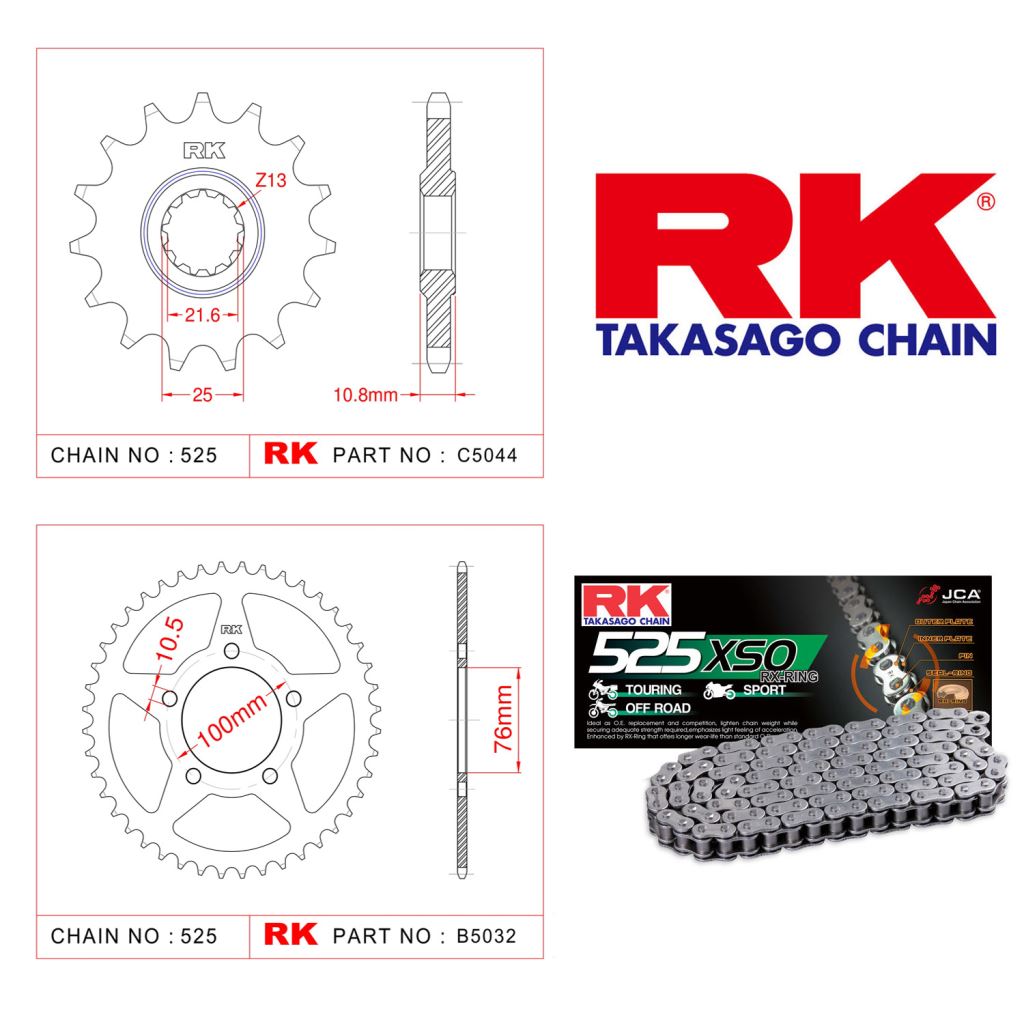 Rk X-ring Zincir Dişli Set 525 XSO 114 L-14/42T