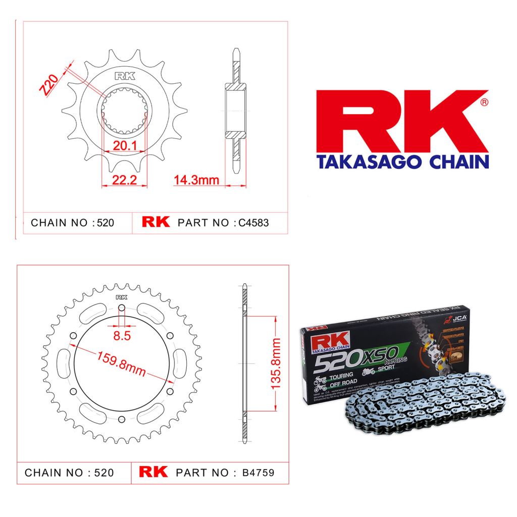 Rk Zincir Dişli Set 520 XSO X-Ring 16/40T