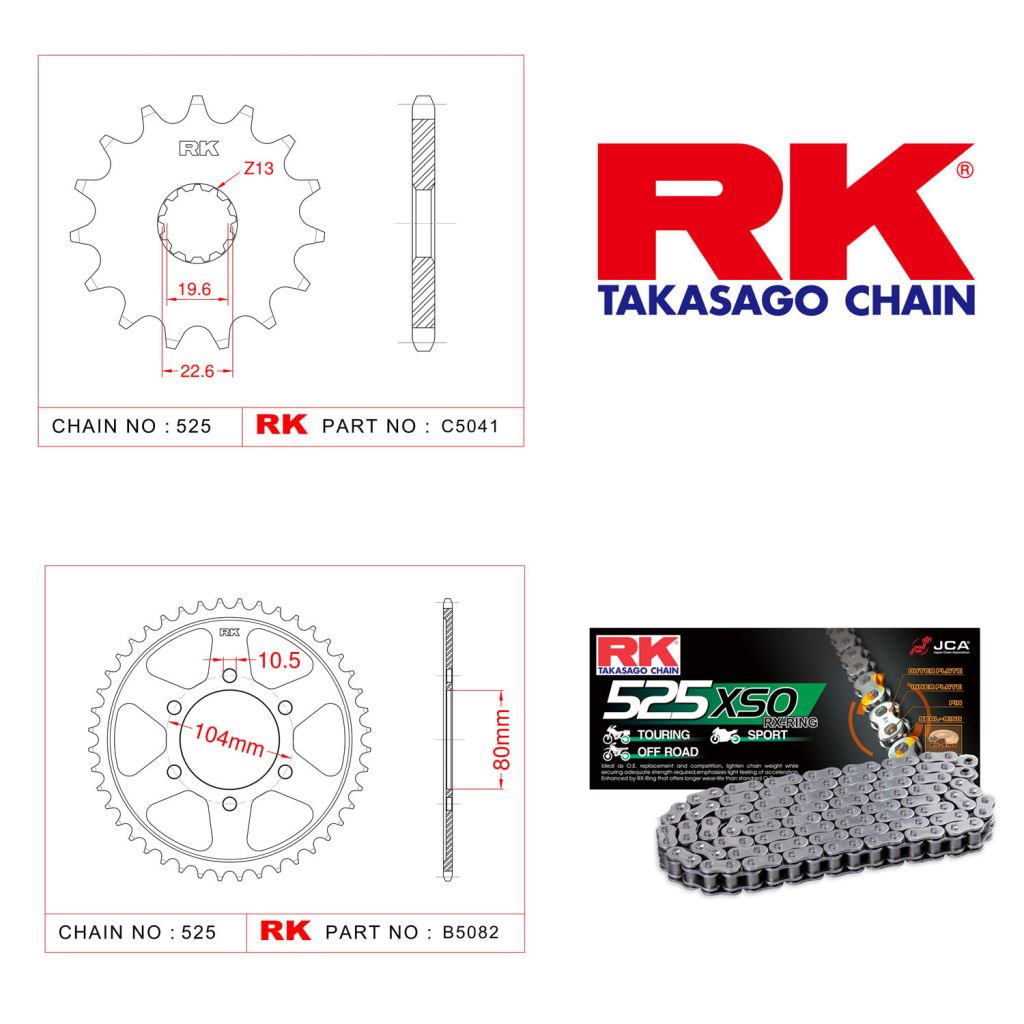 Rk X-ring Zincir Dişli Set 525 XSO-17/39T