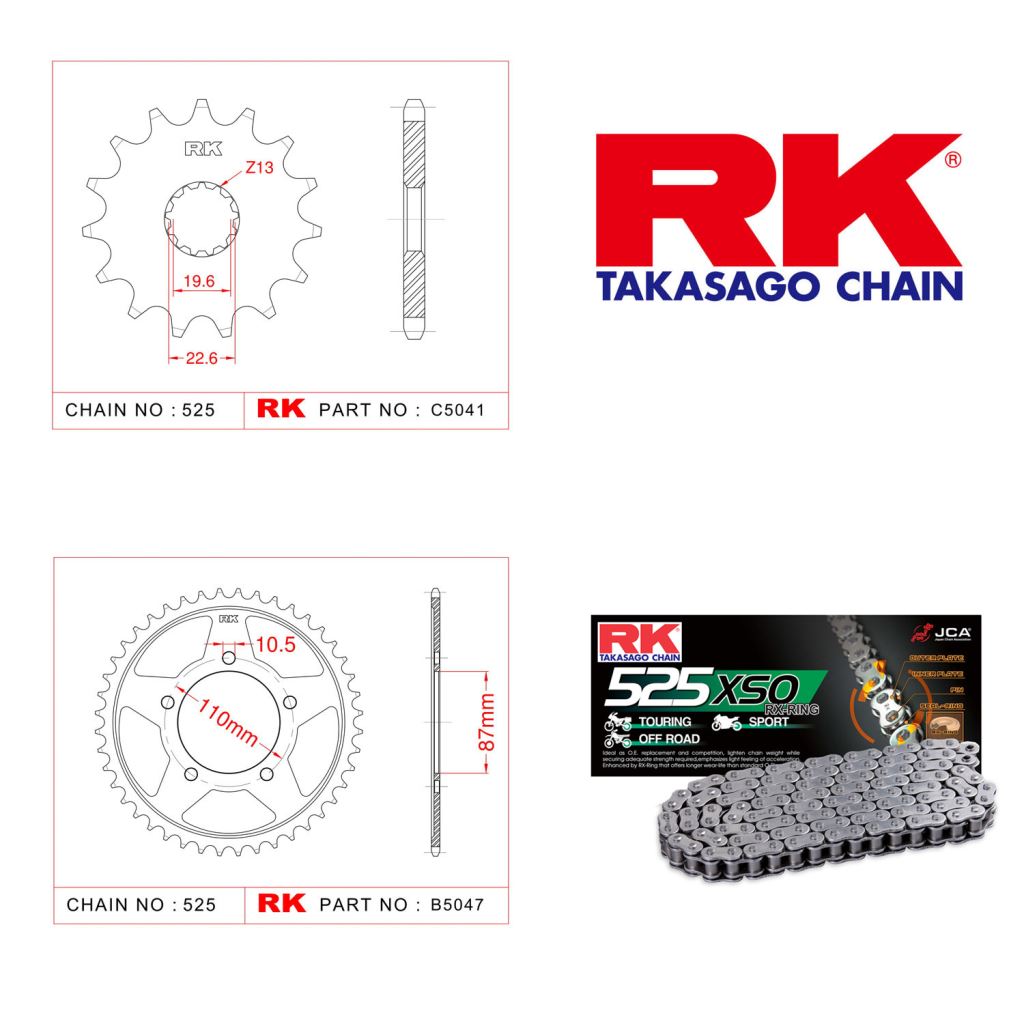 Rk X-ring Zincir Dişli Set 525 XSO-15/48T
