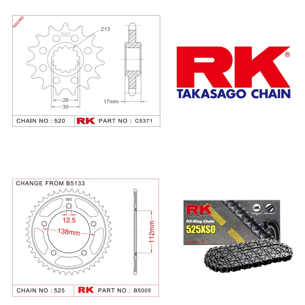 Rk Zincir Dişli Set 525 XSO X-Ring 16/42T