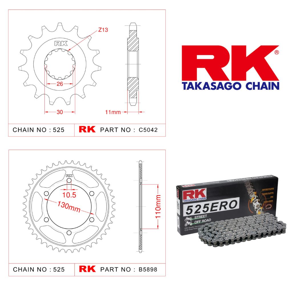 Rk Zincir Dişli Set 525 ERO O-Ring 16/46T