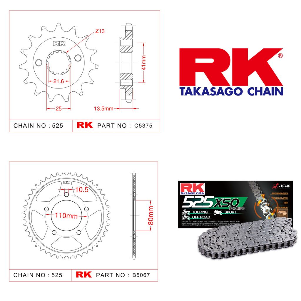 Rk X-ring Zincir Dişli Set 525 XSO-16/44T