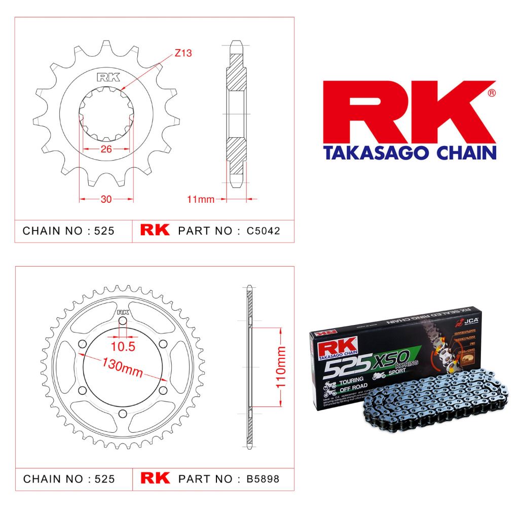 Rk Zincir Dişli Set 525 XSO X-Ring 16/46T