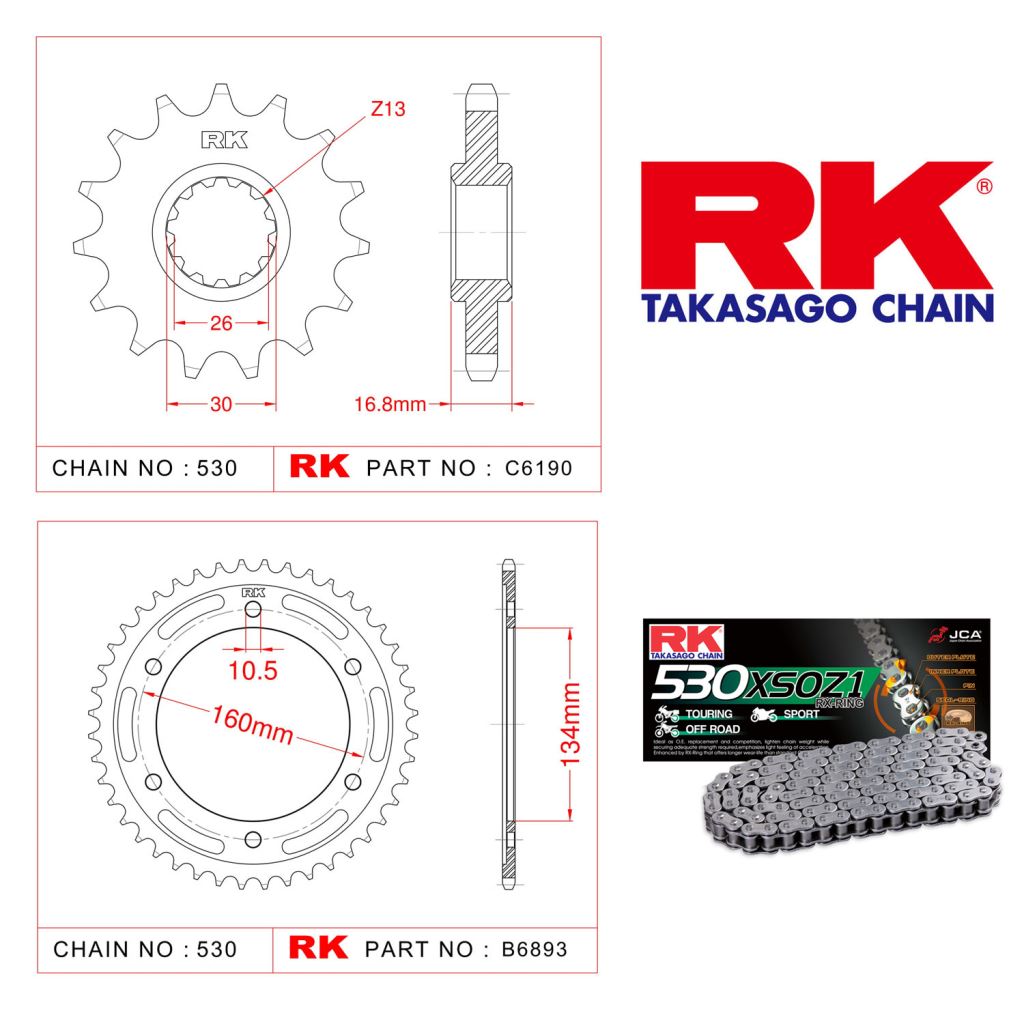 Rk X-ring Zincir Dişli Set 530 XSO-16/43T