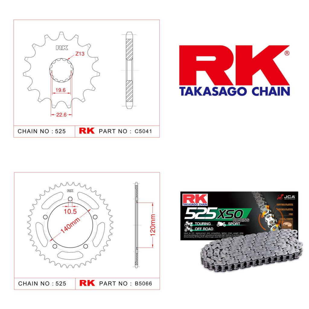 Rk X-ring Zincir Dişli Set 525 XSO-16/48T