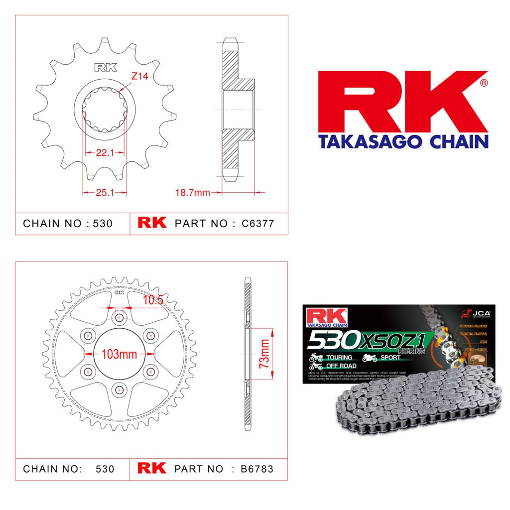 Rk X-ring Zincir Dişli Set 530 XSO 114 L-15/43T