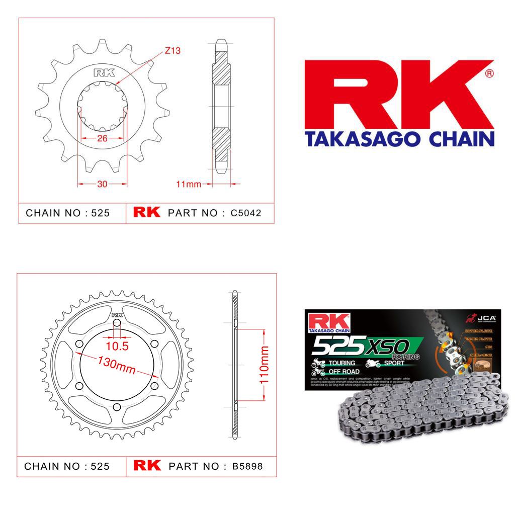 Rk Zincir Dişli Set 525 XSO RX-Ring 16/43T
