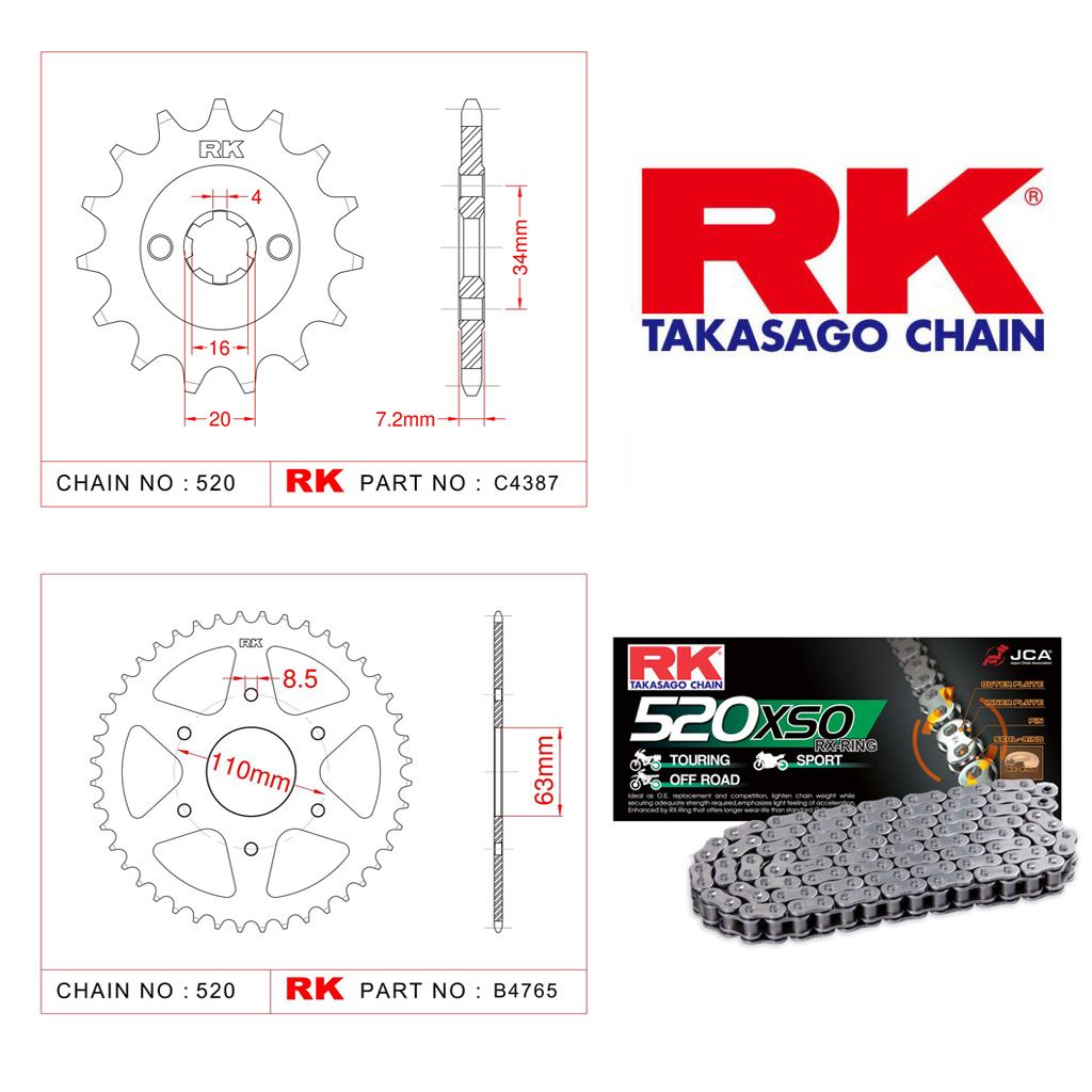 Rk X-ring Zincir Dişli Set 520 XSO 110 L-14/42T