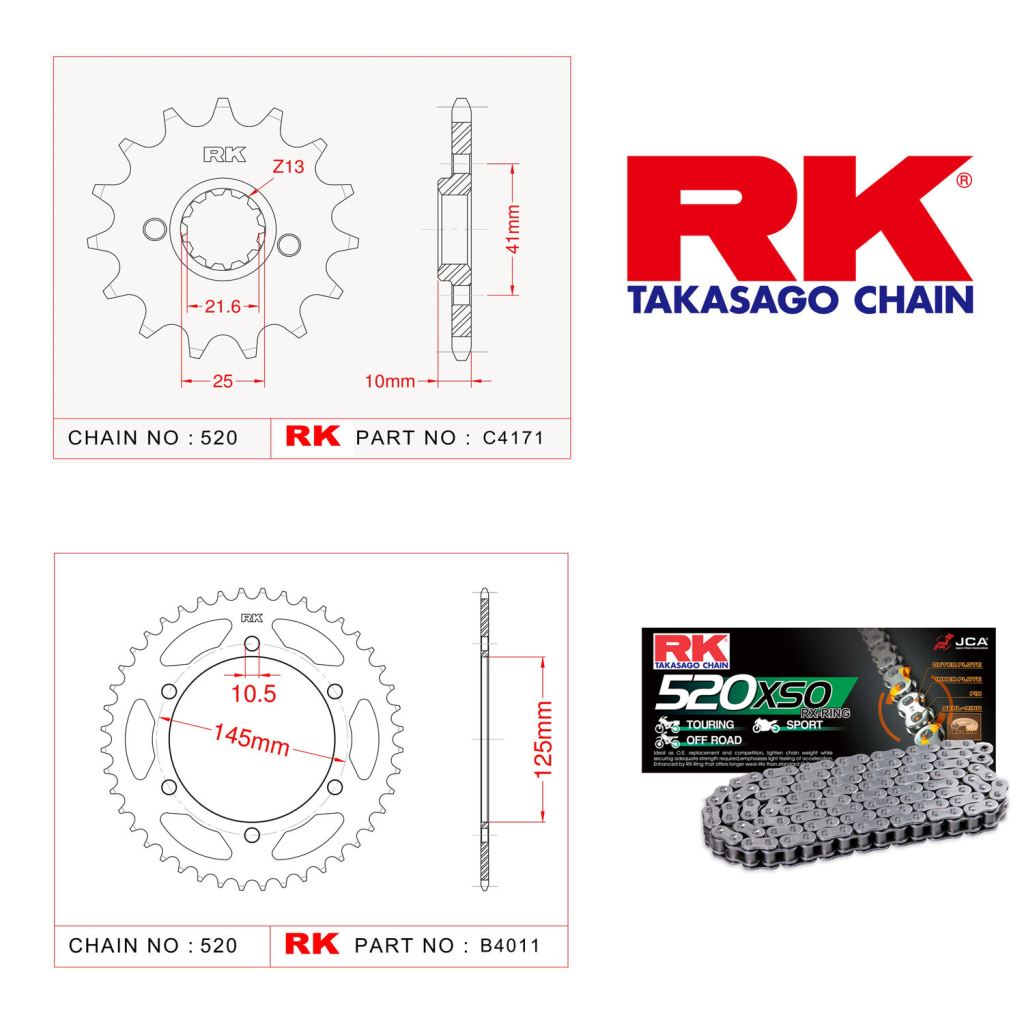 Rk X-ring Zincir Dişli Set 520 XSO-15/45T