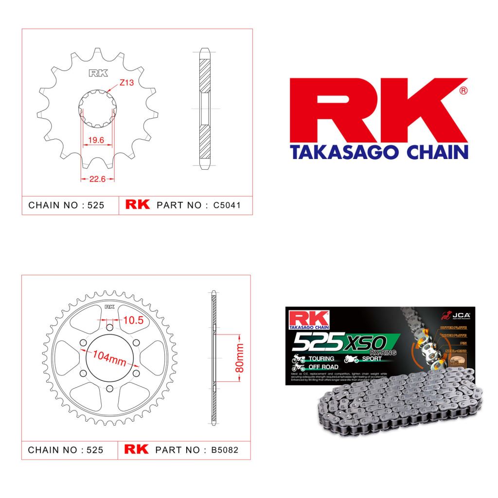 Rk X-ring Zincir Dişli Set 525 XSO-17/41T