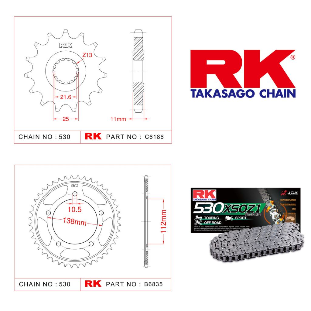 Rk X-ring Zincir Dişli Set 530 XSO-16/48T