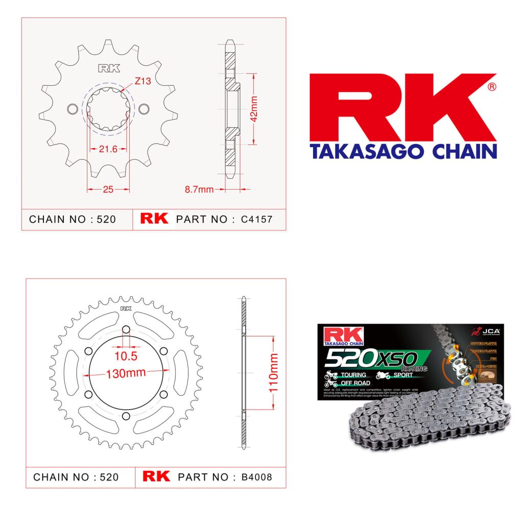 Rk X-ring Zincir Dişli Set 520 XSO-16/47T