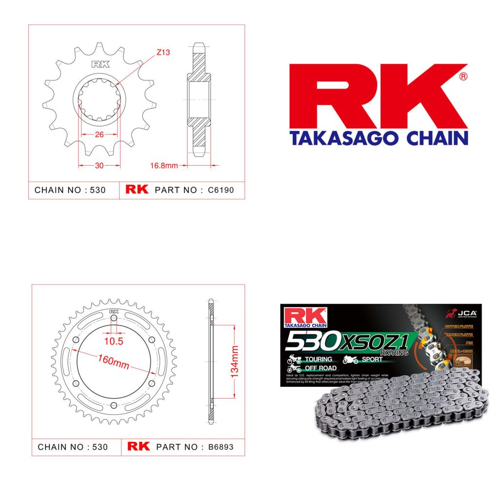 Rk X-ring Zincir Dişli Set 530 XSO-16/40T