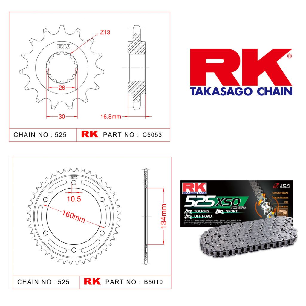 Rk X-ring Zincir Dişli Set 525 XSO 116 L-16/43T