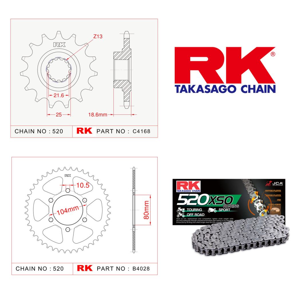 Rk X-ring Zincir Dişli Set 520 XSO-15/43T