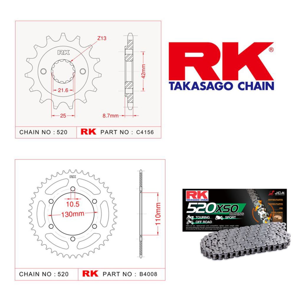 Rk X-ring Zincir Dişli Set 520 XSO-17/42T