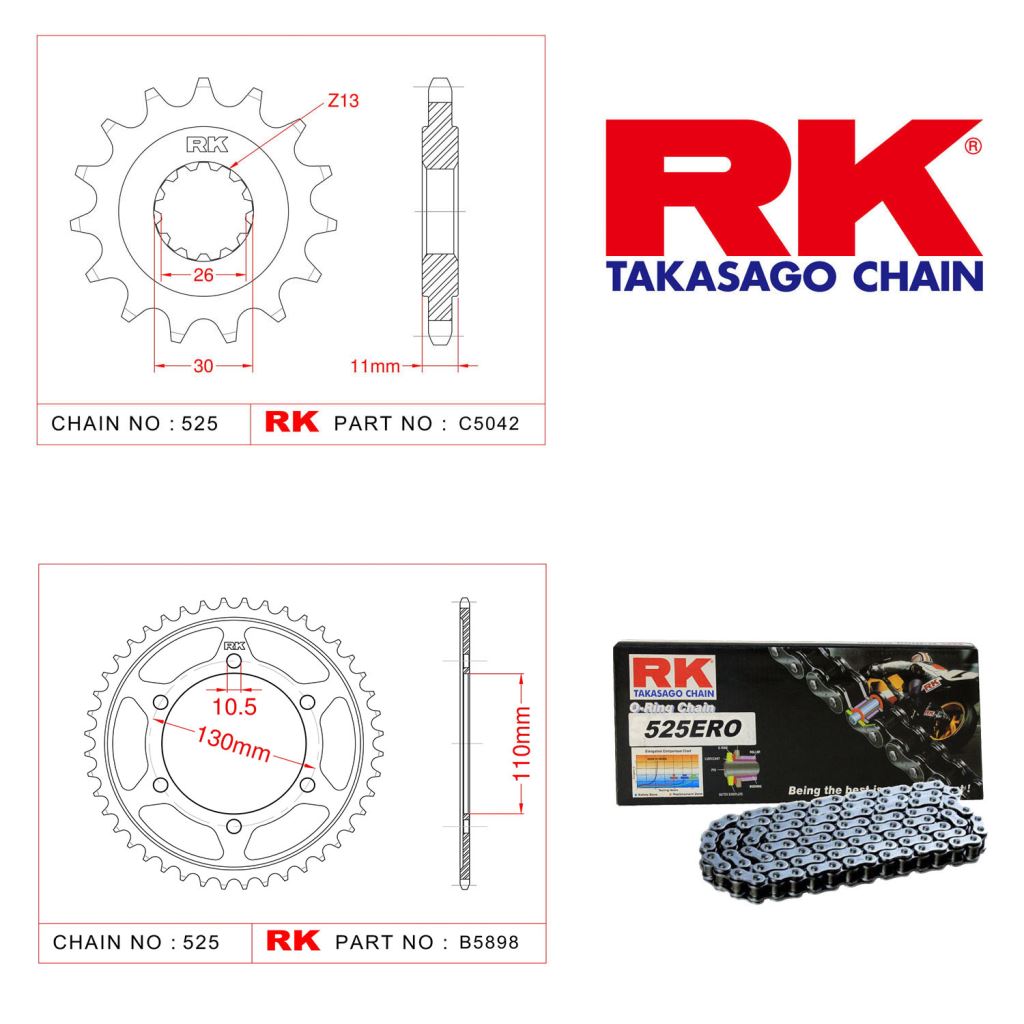 Rk Zincir Dişli Set 525 ERO O-Ring 16/43T