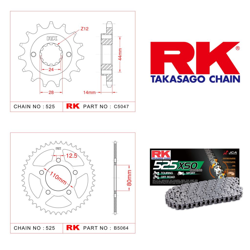 Rk X-ring Zincir Dişli Set 525 XSO-16/45T