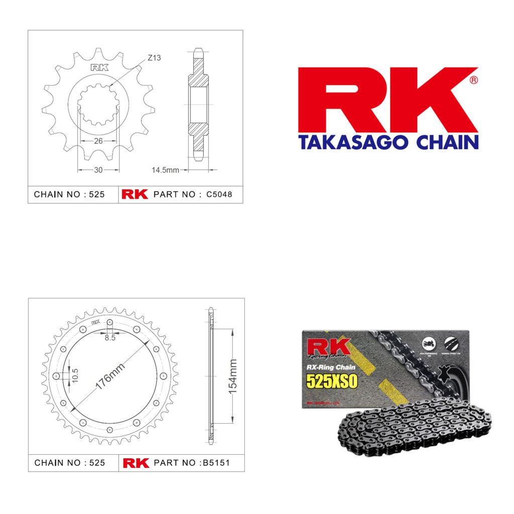Rk X-ring Zincir Dişli Set 525 XSO-16/43T