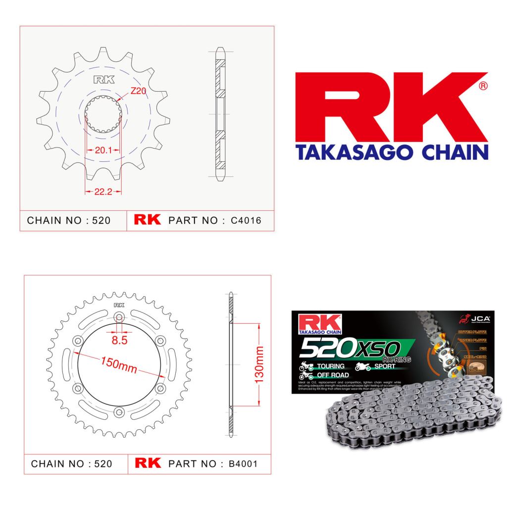 Rk Off-Road Zincir Dişli Set 520 MXZ 13/52T