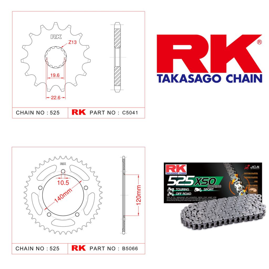 Rk X-ring Zincir Dişli Set 525 XSO-16/43T