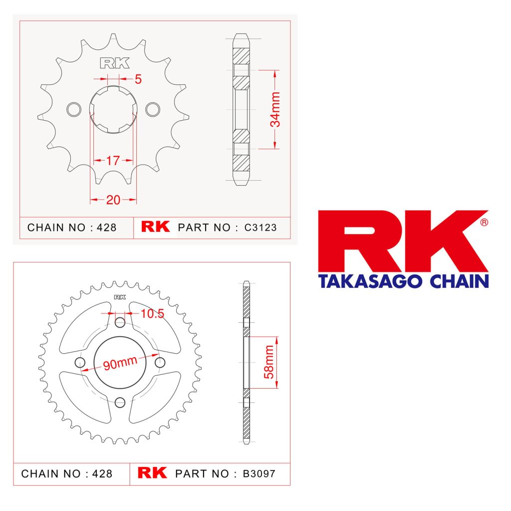 Rk Ön Arka Dişli 428 -15/45T