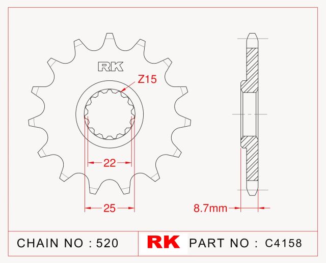 Rk Çelik Ön Dişli C4158-12 