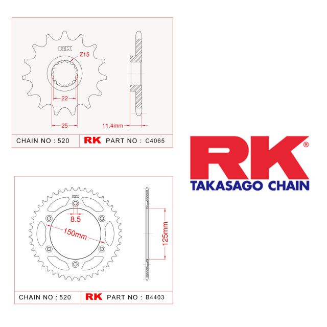 Rk Ön Arka Dişli 520 - 15/44  T
